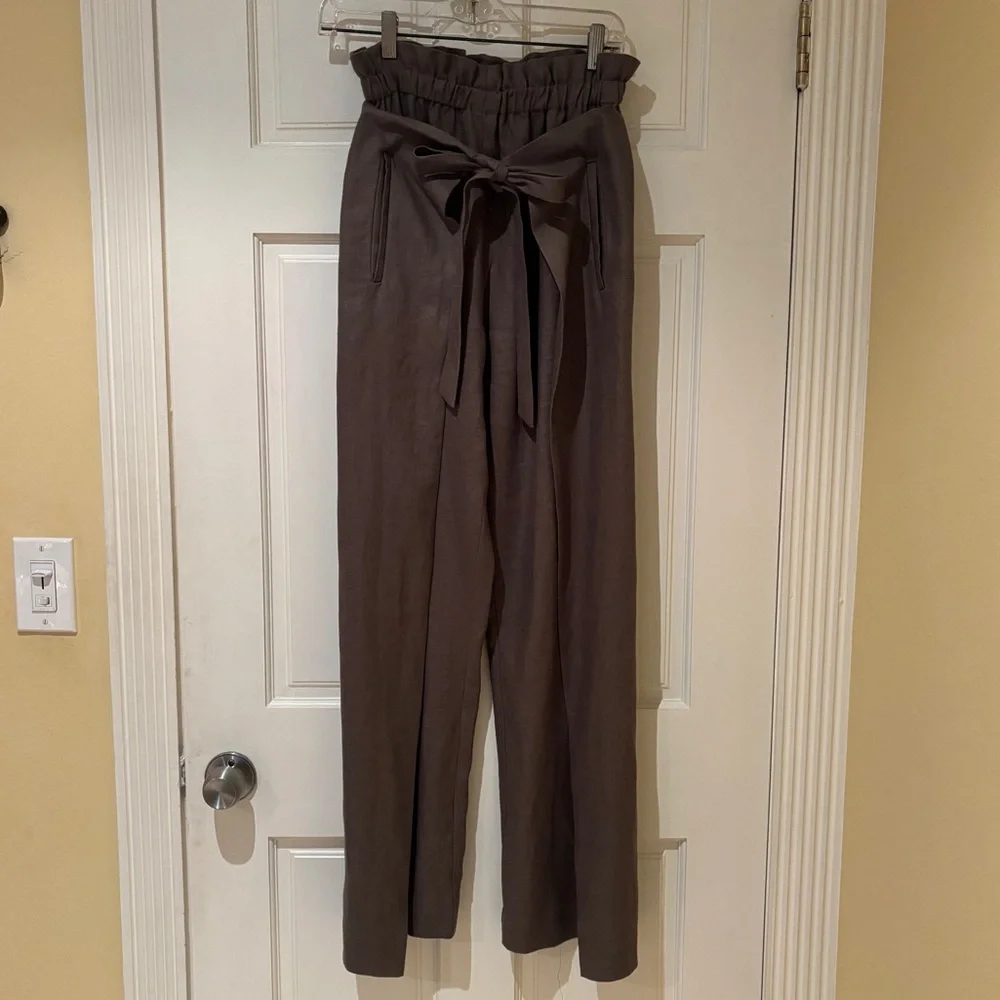 CULT GAIA - Olive Green Linen High-Rise Pants - Small - Picture 4 of 8